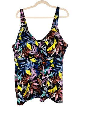 Colorful Floral Swim Tankini 44DD Tropical Resort Summer Beach‎ Cottage Classic